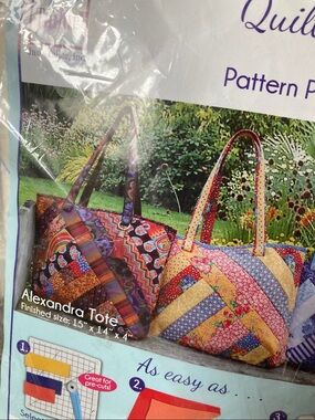 NIP Quilt as you go June Tailor Alexandra Tote bag pattern printed on batting